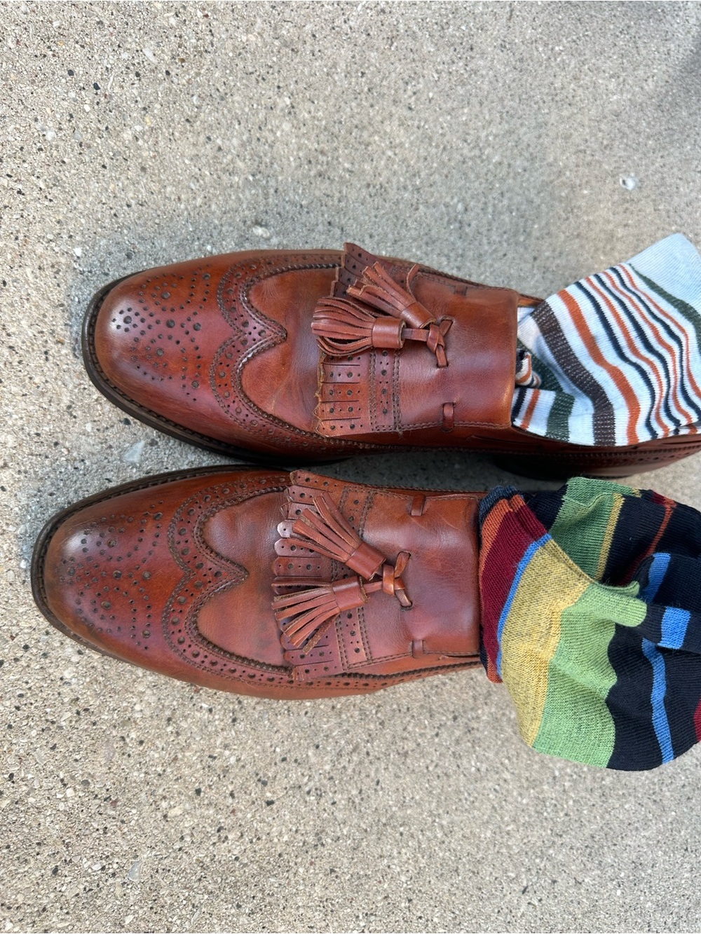 Allen Edmonds Cognac Leather Tassel Brogue Loafers
